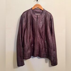 Maurices Faux Leather Moto Jacket Women’s 2X Burgundy Zip Front Plus Size